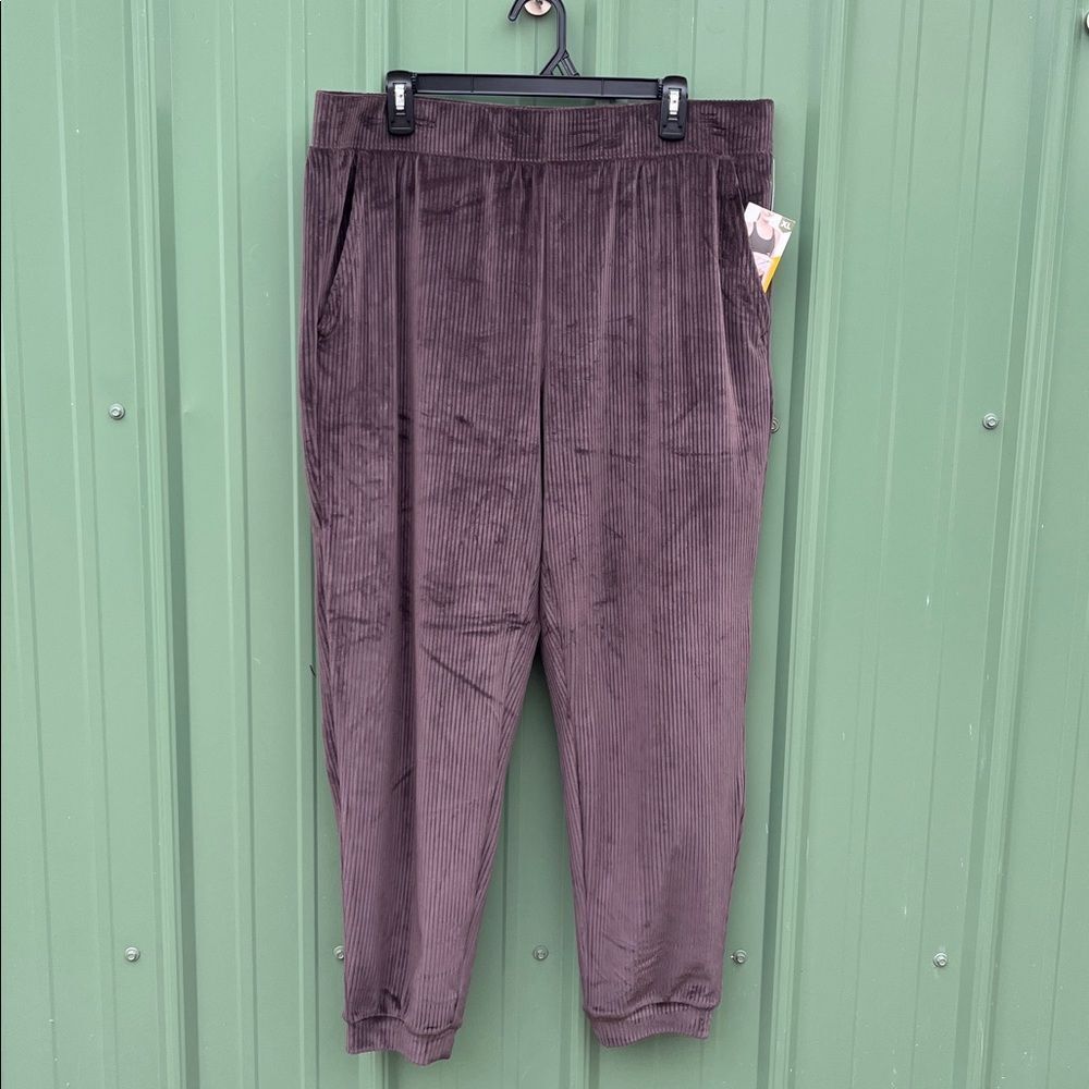 Women's Ribbed Velour Jogger Pants Size XL